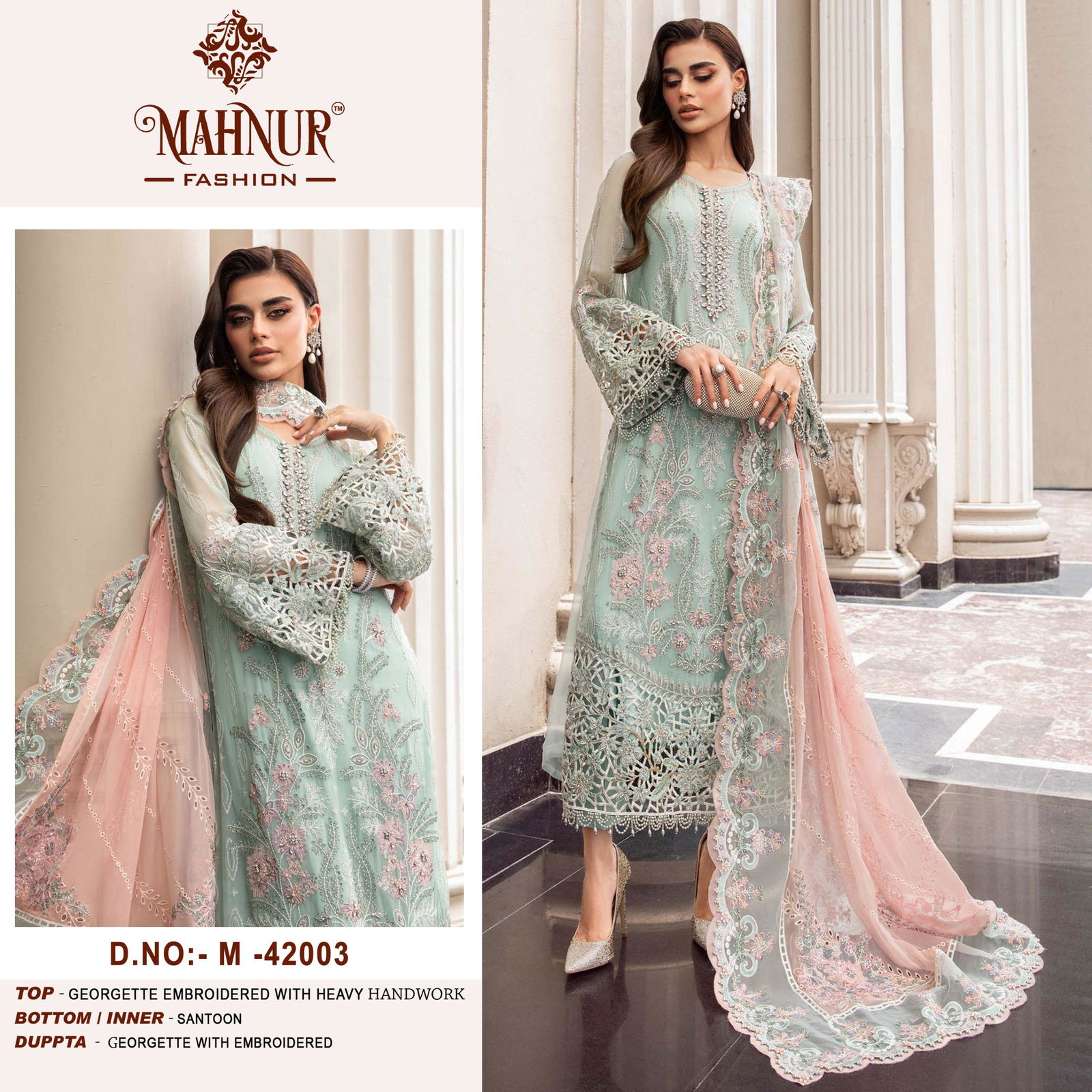 Mahnur Vol 42 Heavy Organza Georgette Pakistani Suits Wholesale Price In Surat

